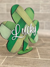 Load image into Gallery viewer, Shiplap Rustic Pallet Clover File SVG, Farmhouse St. Patrick's Day Glowforge, LuckyHeartDesignsCo