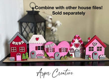 Load image into Gallery viewer, Love Valentine's Day Standing Houses File SVG, Tiered Tray Decor, Glowforge, LuckyHeartDesignsCo