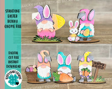 Load image into Gallery viewer, Standing Easter Bunny Gnome File SVG, Tiered Tray Holiday Decor, Glowforge, LuckyHeartDesignsCo