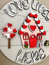 Load image into Gallery viewer, Valentine's House Door Hanger File SVG, Glowforge, LuckyHeartDesignsCo