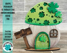 Load image into Gallery viewer, Gnome Mushroom St. Patrick's day Interchangeable House File SVG, (add on) Tiered Tray, Glowforge, LuckyHeartDesignsCo