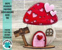 Load image into Gallery viewer, Gnome Mushroom Valentines Interchangeable House File SVG, (add on) Tiered Tray, Glowforge, LuckyHeartDesignsCo