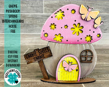 Load image into Gallery viewer, Gnome Mushroom Spring Interchangeable House File SVG, (add on) Tiered Tray, Glowforge, LuckyHeartDesignsCo