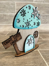 Load image into Gallery viewer, Gnome Mushroom Winter Interchangeable House File SVG, (add on) Tiered Tray, Glowforge, LuckyHeartDesignsCo