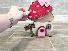 Load image into Gallery viewer, Gnome Mushroom Valentines Interchangeable House File SVG, (add on) Tiered Tray, Glowforge, LuckyHeartDesignsCo
