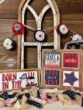 Load image into Gallery viewer, Fourth of July Gnome Interchangeable Leaning Sign File SVG, Glowforge, LuckyHeartDesignsCo