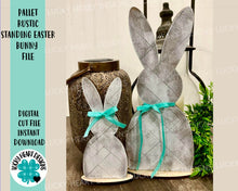 Load image into Gallery viewer, Pallet Rustic Standing Easter Bunny File SVG, Farmhouse Glowforge, LuckyHeartDesignsCo