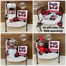 Load image into Gallery viewer, Ladybug Valentines Interchangeable Leaning Sign File SVG, Tiered Tray, Glowforge, LuckyHeartDesignsCo