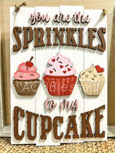Load image into Gallery viewer, Cupcake Valentines Door Hanger Sign File, Glowforge, LuckyHeartDesignsCo