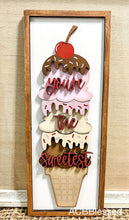Load image into Gallery viewer, You're The Sweetest Ice cream Sign File SVG, Valentine's Glowforge, LuckyHeartDesignsCo