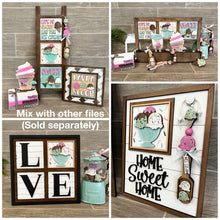 Load image into Gallery viewer, Ice Cream Interchangeable Leaning Sign File SVG, Summer Tiered Tray Glowforge, LuckyHeartDesignsCo