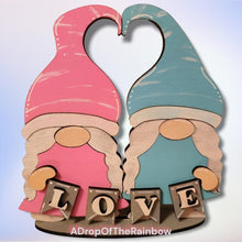 Load image into Gallery viewer, Standing Valentines Gnome Couple File SVG, Tiered Tray Holiday Decor, Glowforge, LuckyHeartDesignsCo