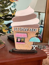 Load image into Gallery viewer, Ice Cream Shop Standing House File SVG, Summer Tiered Tray Decor, Glowforge, LuckyHeartDesignsCo