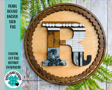 Load image into Gallery viewer, Pearl Round Sign Backer File SVG, Glowforge Farmhouse, LuckyHeartDesignsCo