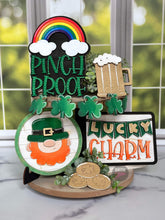 Load image into Gallery viewer, Pinch Proof St Patricks Day Quick and Easy Tiered Tray File SVG, Glowforge Leprechaun, LuckyHeartDesignsCo