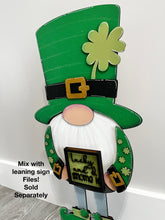 Load image into Gallery viewer, Leprechaun Hat add on Tall Porch Interchangeable Leaning Sign Gnome File SVG, Glowforge St. Patrick's Day, LuckyHeartDesignsCo