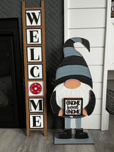 Load image into Gallery viewer, Tall Porch Interchangeable Leaning Sign Gnome File SVG, Glowforge, LuckyHeartDesignsCo
