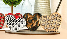 Load image into Gallery viewer, Standing Heart Trio File SVG, Valentine's Day Decor, Glowforge, LuckyHeartDesignsCo