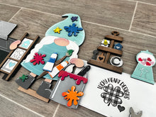 Load image into Gallery viewer, Crafty Maker Standing Gnome File SVG, Tiered Tray Decor, Glowforge, LuckyHeartDesignsCo