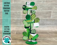 Load image into Gallery viewer, Vintage Rustic Stacking Clover St. Patrick's Day File SVG, Glowforge, LuckyHeartDesignsCo