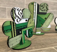Load image into Gallery viewer, Vintage Rustic Clover Trio File SVG, St. Patrick's Day Glowforge Farmhouse, LuckyHeartDesignsCo
