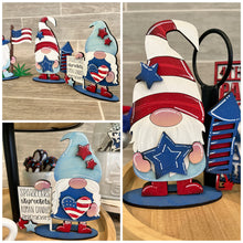 Load image into Gallery viewer, Fourth of July Standing Gnome File SVG, Tiered Tray Holiday Decor, Glowforge, LuckyHeartDesignsCo