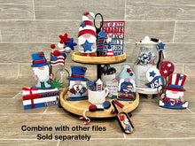 Load image into Gallery viewer, Fourth of July Standing Gnome File SVG, Tiered Tray Holiday Decor, Glowforge, LuckyHeartDesignsCo