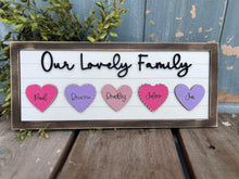 Load image into Gallery viewer, Valentines Heart Family Sign File SVG, Glowforge, LuckyHeartDesignsCo
