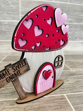 Load image into Gallery viewer, Gnome Mushroom Valentines Interchangeable House File SVG, (add on) Tiered Tray, Glowforge, LuckyHeartDesignsCo