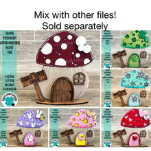 Load image into Gallery viewer, Gnome Mushroom Spring Interchangeable House File SVG, (add on) Tiered Tray, Glowforge, LuckyHeartDesignsCo
