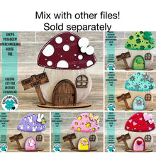Load image into Gallery viewer, Gnome Mushroom Summer Interchangeable House File SVG, (add on) Tiered Tray, Glowforge, LuckyHeartDesignsCo