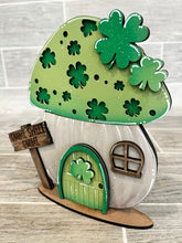 Load image into Gallery viewer, Gnome Mushroom St. Patrick's day Interchangeable House File SVG, (add on) Tiered Tray, Glowforge, LuckyHeartDesignsCo