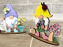 Load image into Gallery viewer, Spring Standing Gnome File SVG, Tiered Tray, Glowforge, LuckyHeartDesignsCo