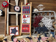 Load image into Gallery viewer, Fourth of July Gnome Interchangeable Leaning Sign File SVG, Glowforge, LuckyHeartDesignsCo