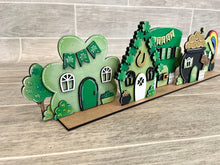 Load image into Gallery viewer, Clover St. Patrick's Day Standing Houses File SVG, Glowforge, LuckyHeartDesignsCo