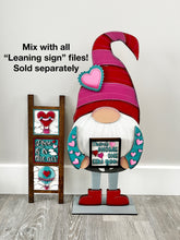 Load image into Gallery viewer, Valentine Hat add on Tall Porch Interchangeable Leaning Sign Gnome File SVG, Glowforge, LuckyHeartDesignsCo