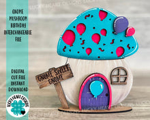 Load image into Gallery viewer, Gnome Mushroom Birthday Interchangeable House File SVG, (add on) Tiered Tray, Glowforge, LuckyHeartDesignsCo