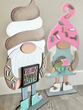 Load image into Gallery viewer, Ice Cream Hat add on Tall Porch Interchangeable Leaning Sign Gnome File SVG, Glowforge Spring Summer, LuckyHeartDesignsCo