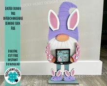 Load image into Gallery viewer, Easter Bunny add on Tall Porch Interchangeable Leaning Sign Gnome File SVG, Glowforge Spring, LuckyHeartDesignsCo
