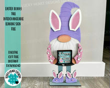 Load image into Gallery viewer, Easter Bunny add on Tall Porch Interchangeable Leaning Sign Gnome File SVG, Glowforge Spring, LuckyHeartDesignsCo