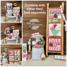 Load image into Gallery viewer, Ice Cream Bundle Gumball Scoop Sign File SVG, Glowforge Tiered Tray, LuckyHeartDesignsCo