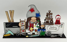 Load image into Gallery viewer, Crafty Maker Standing Gnome File SVG, Tiered Tray Decor, Glowforge, LuckyHeartDesignsCo