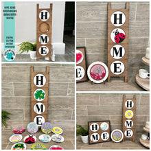 Load image into Gallery viewer, HOME Round Interchangeable Leaning Ladder Sign File SVG, Glowforge, LuckyHeartDesignsCo