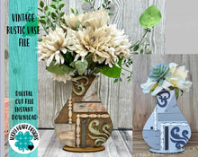 Load image into Gallery viewer, Vintage Rustic Vase File SVG, Glowforge Farmhouse Floral, LuckyHeartDesignsCo