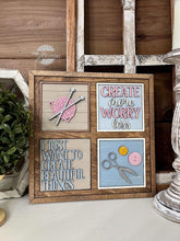 Load image into Gallery viewer, Craft Maker Interchangeable Leaning Sign File SVG, Glowforge Tiered Tray, LuckyHeartDesignsCo
