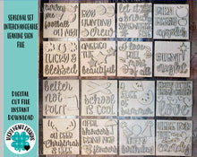 Load image into Gallery viewer, Seasonal Set Interchangeable Leaning Sign File SVG, Leaning Ladder Seasonal Shapes, Glowforge Laser, LuckyHeartDesignsCo