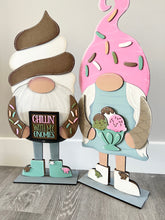 Load image into Gallery viewer, Ice Cream Hat add on Tall Porch Interchangeable Leaning Sign Gnome File SVG, Glowforge Spring Summer, LuckyHeartDesignsCo