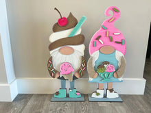 Load image into Gallery viewer, Ice Cream Hat add on Tall Porch Interchangeable Leaning Sign Gnome File SVG, Glowforge Spring Summer, LuckyHeartDesignsCo