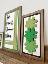Load image into Gallery viewer, St. Patrick's Day Sign Trio File SVG, Glowforge Lucky Clover Shamrock, LuckyHeartDesignsCo