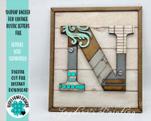 Load image into Gallery viewer, Shiplap Backer for Vintage Rustic Letters File SVG, Glowforge Initial, Wedding Gift, Personalized, LuckyHeartDesignsCo